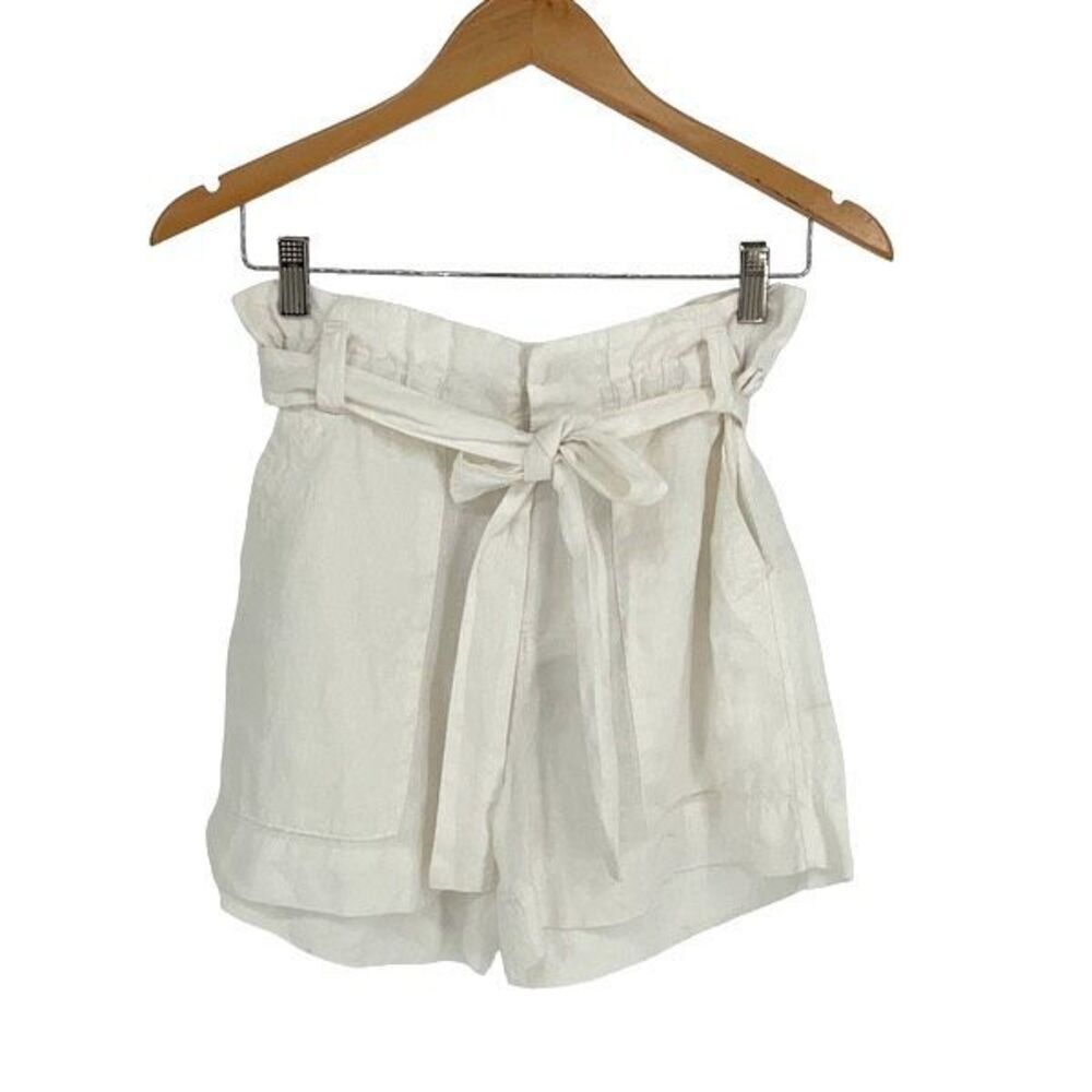 Joie Womens Daynna High Rise Paperbag Waist Linen Shorts White Size 2 NWT